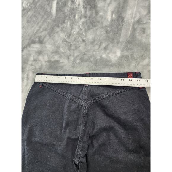 Vintage Fetish Low Rise Flare Leg Denim Jeans Size 13/14 Blue Dark Wash Stretch - Picture 11 of 13